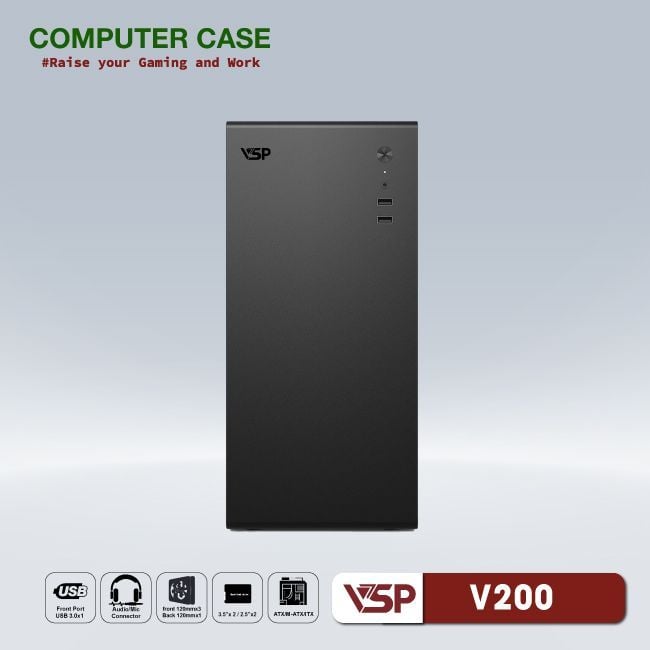 Thùng máy Case VSP V200 - Đen