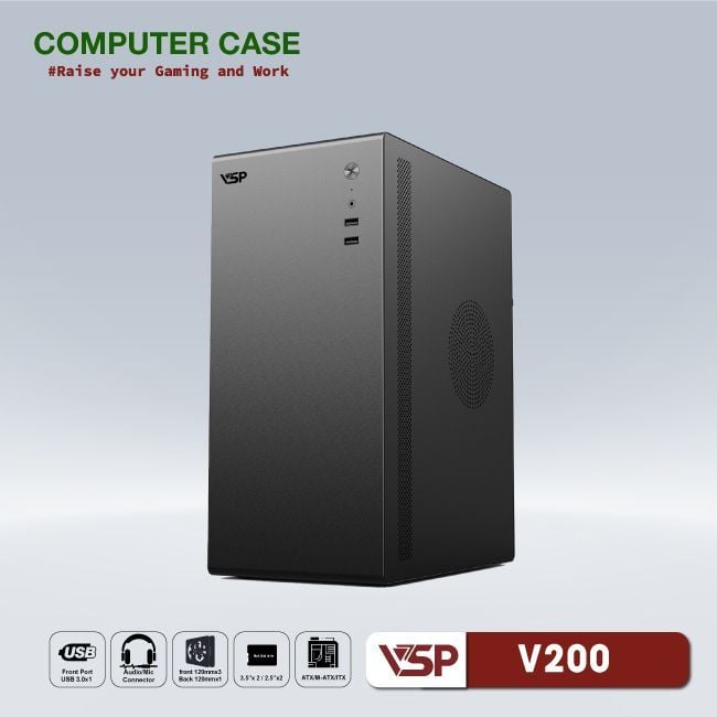 Thùng máy Case VSP V200 - Đen