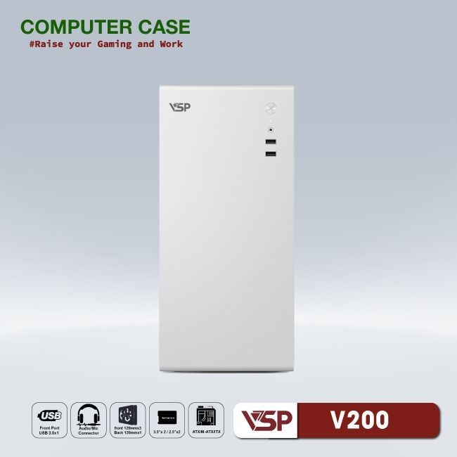 Thùng máy Case VSP V200 - Trắng Bạc