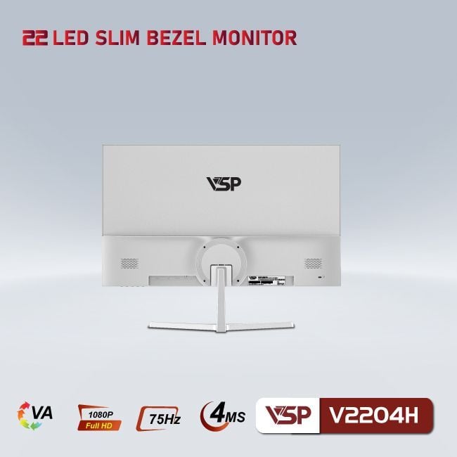 Màn hình VSP V2204H tràn viền - White | 21.5 inch, Full HD, VA, 75Hz, 3ms, phẳng