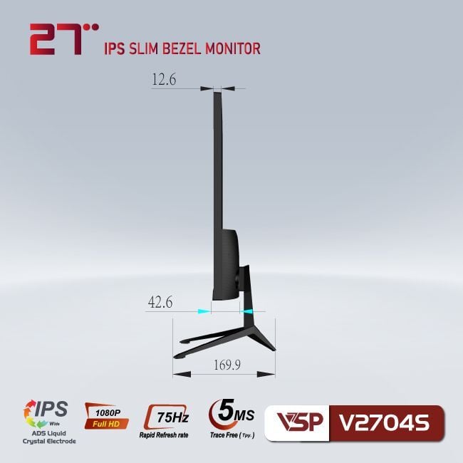 Màn hình VSP V2704S Đen | 27 inch, Full HD, IPS, 75Hz, 5ms, phẳng