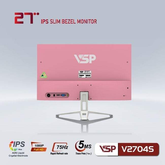 Màn hình VSP V2704S Hồng | 27 inch, Full HD, IPS, 75Hz, 5ms, phẳng