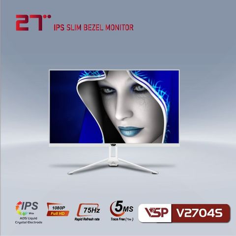 Màn hình VSP V2704S Trắng | 27 inch, Full HD, IPS, 75Hz, 5ms, phẳng