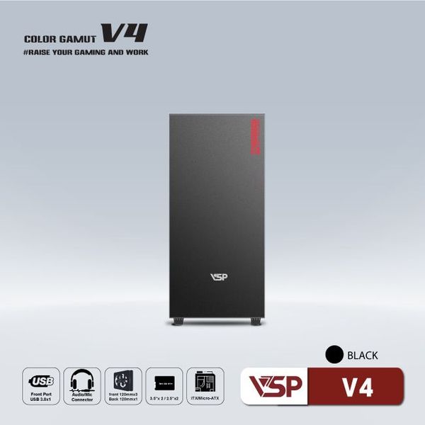  Thùng máy VSP V4 - Đen | Không kèm fan 