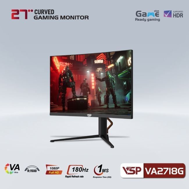 Màn hình Gaming VSP VA2718G | 27 inch, Full HD, VA, 180Hz, 1ms, cong