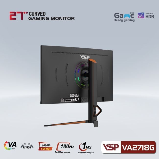 Màn hình Gaming VSP VA2718G | 27 inch, Full HD, VA, 180Hz, 1ms, cong