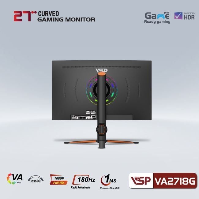 Màn hình Gaming VSP VA2718G | 27 inch, Full HD, VA, 180Hz, 1ms, cong