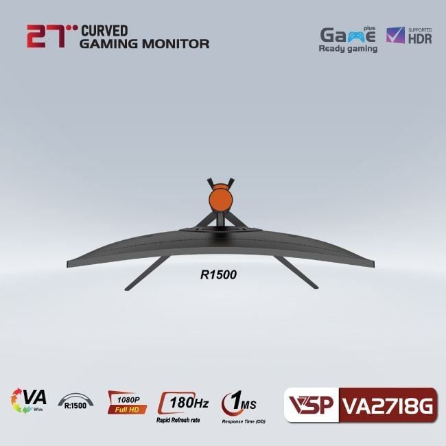 Màn hình Gaming VSP VA2718G | 27 inch, Full HD, VA, 180Hz, 1ms, cong