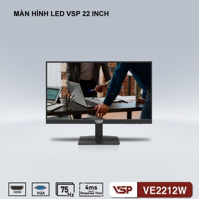 Màn hình VSP VE2212W | 21.5 inch, Full HD, VA, 75Hz, 4ms, phẳng