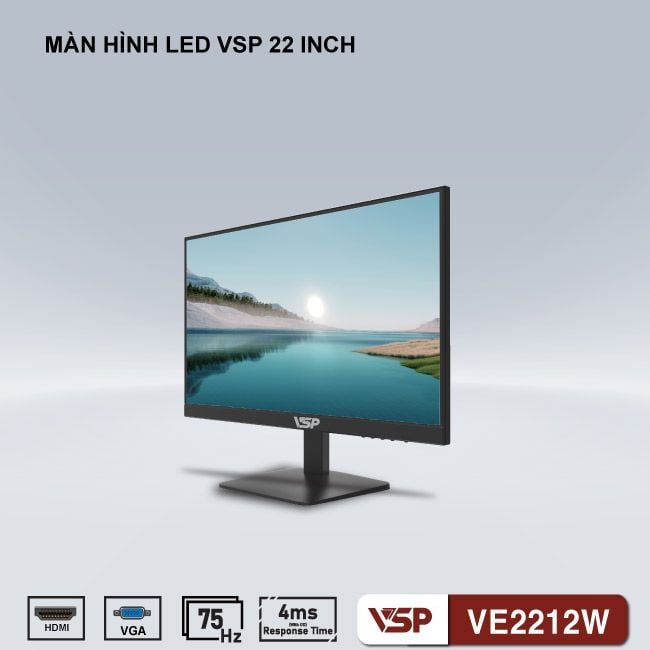 Màn hình VSP VE2212W | 21.5 inch, Full HD, VA, 75Hz, 4ms, phẳng