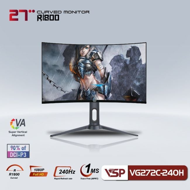 Màn hình Gaming VSP VG272C-240H | 27 inch, Full HD, VA, 240Hz, 1ms, cong