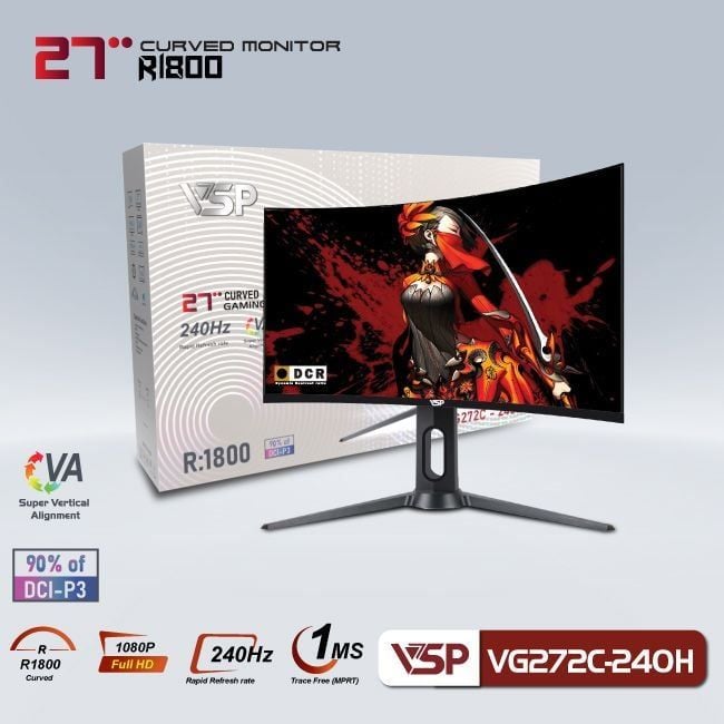 Màn hình Gaming VSP VG272C-240H | 27 inch, Full HD, VA, 240Hz, 1ms, cong