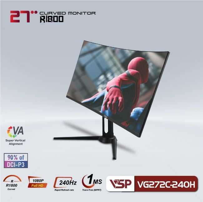 Màn hình Gaming VSP VG272C-240H | 27 inch, Full HD, VA, 240Hz, 1ms, cong