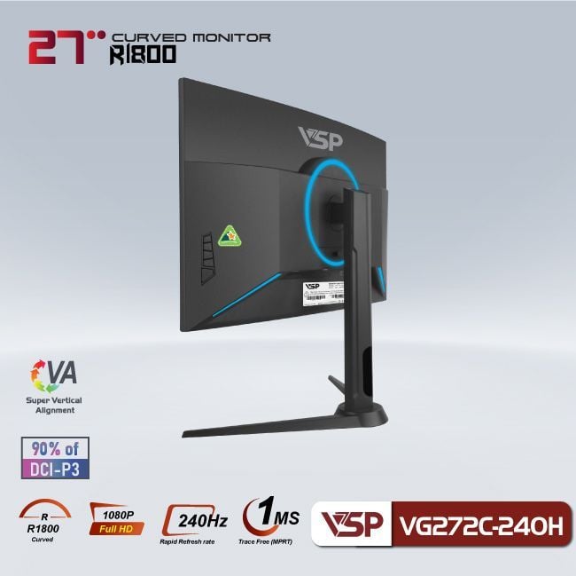 Màn hình Gaming VSP VG272C-240H | 27 inch, Full HD, VA, 240Hz, 1ms, cong