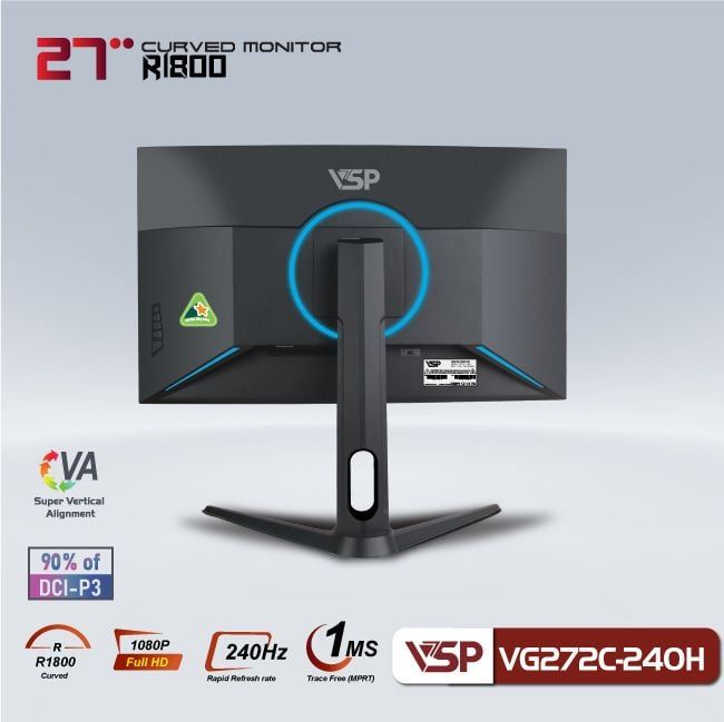 Màn hình Gaming VSP VG272C-240H | 27 inch, Full HD, VA, 240Hz, 1ms, cong