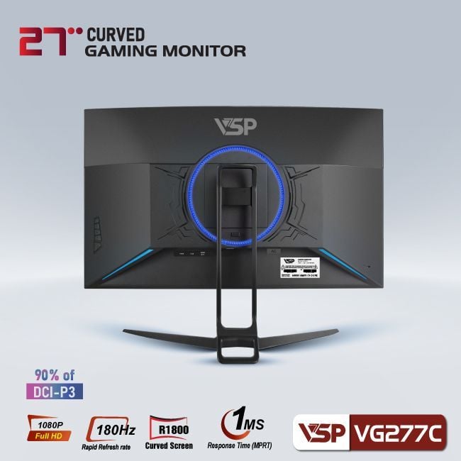 Màn hình Gaming VSP VG277C | 27 inch, Full HD, VA, 180 Hz, 1ms, cong