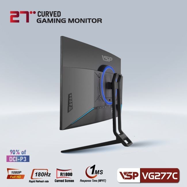Màn hình Gaming VSP VG277C | 27 inch, Full HD, VA, 180 Hz, 1ms, cong