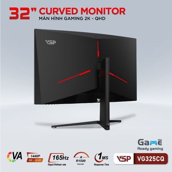  Màn hình Gaming VSP VG325CQ | 32 inch, 2K/QHD, 165Hz, VA 