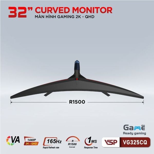  Màn hình Gaming VSP VG325CQ | 32 inch, 2K/QHD, 165Hz, VA 