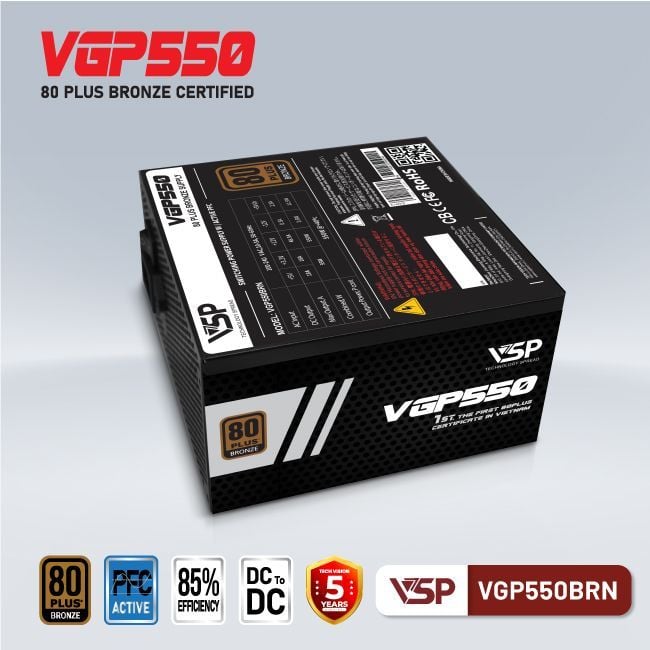 Nguồn VSP VGP550BRN - 80 Plus Bronze - 550W