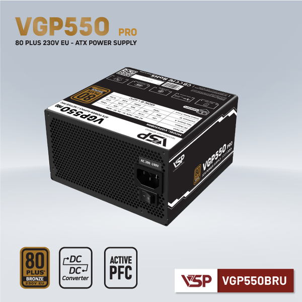  Nguồn máy tính VSP VGP 550W Pro 550W 80 Plus Bronze | Non Modular, ATX 