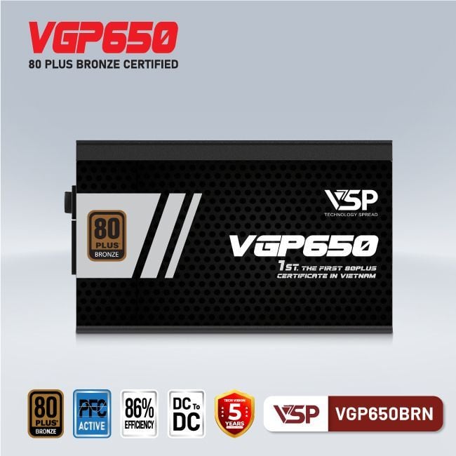 Nguồn VSP VGP650BRN - 80 Plus Bronze - 650W