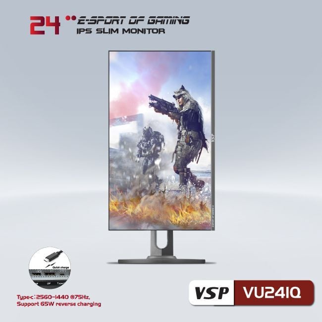 Màn hình VSP VU241Q | 24 inch, 2K, IPS, 75Hz, 7ms, chân xoay