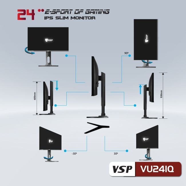 Màn hình VSP VU241Q | 24 inch, 2K, IPS, 75Hz, 7ms, chân xoay