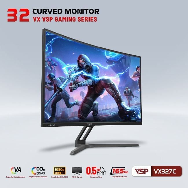 Màn hình Gaming VSP VX327C | 31.5 inch, Full HD, VA, 165Hz, 0.5ms, cong