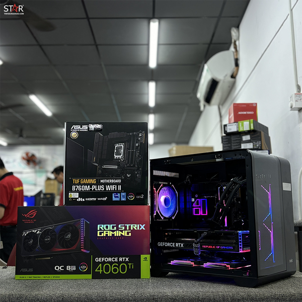  PC Gaming STAR Barbatos Black | Intel i5 14400F \ RTX 4060Ti\ B760M WIFI\ RAM 32GB\ SSD 500GB 