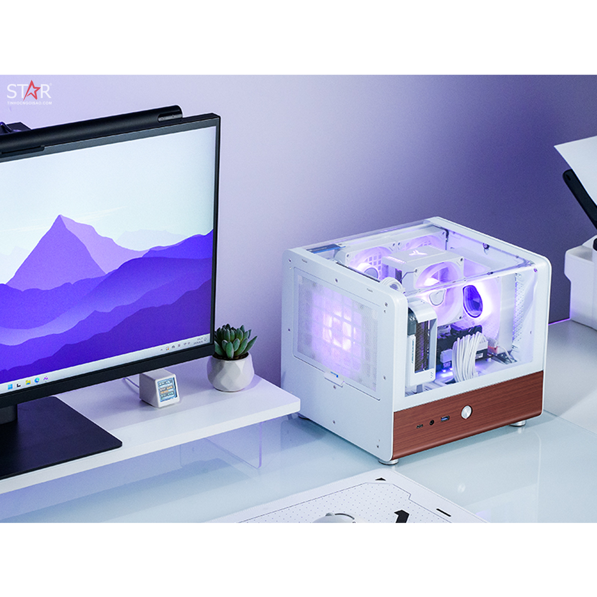 PC Gaming STAR Gwen While | Intel i5 14400F \ RTX 4060\ B760I WIFI\ RAM 32GB\ SSD 500GB