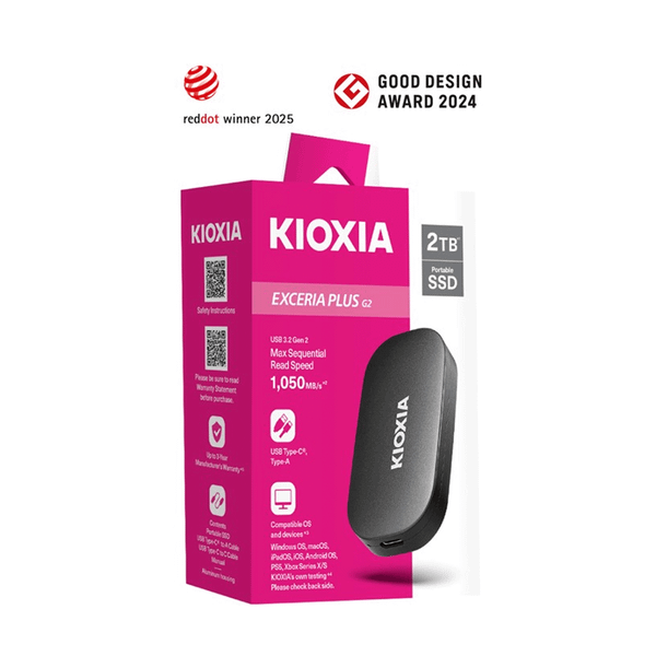  Ổ cứng SSD di động Kioxia Exceria Plus G2 1TB | USB 3.2 Gen 2, Portable (LXD20K001TG8) 