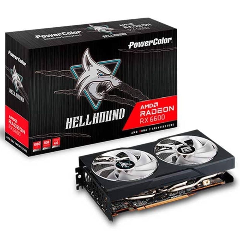 VGA Powercolor Hellhound RX 6600 8GB 2 Fan Cũ