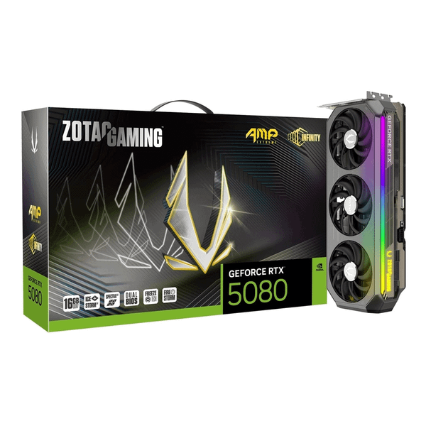  Card màn hình NVIDIA GeForce RTX 5080 ZOTAC AMP Extreme INFINITY | 16GB GDDR7, 10752 CUDA, 850W 