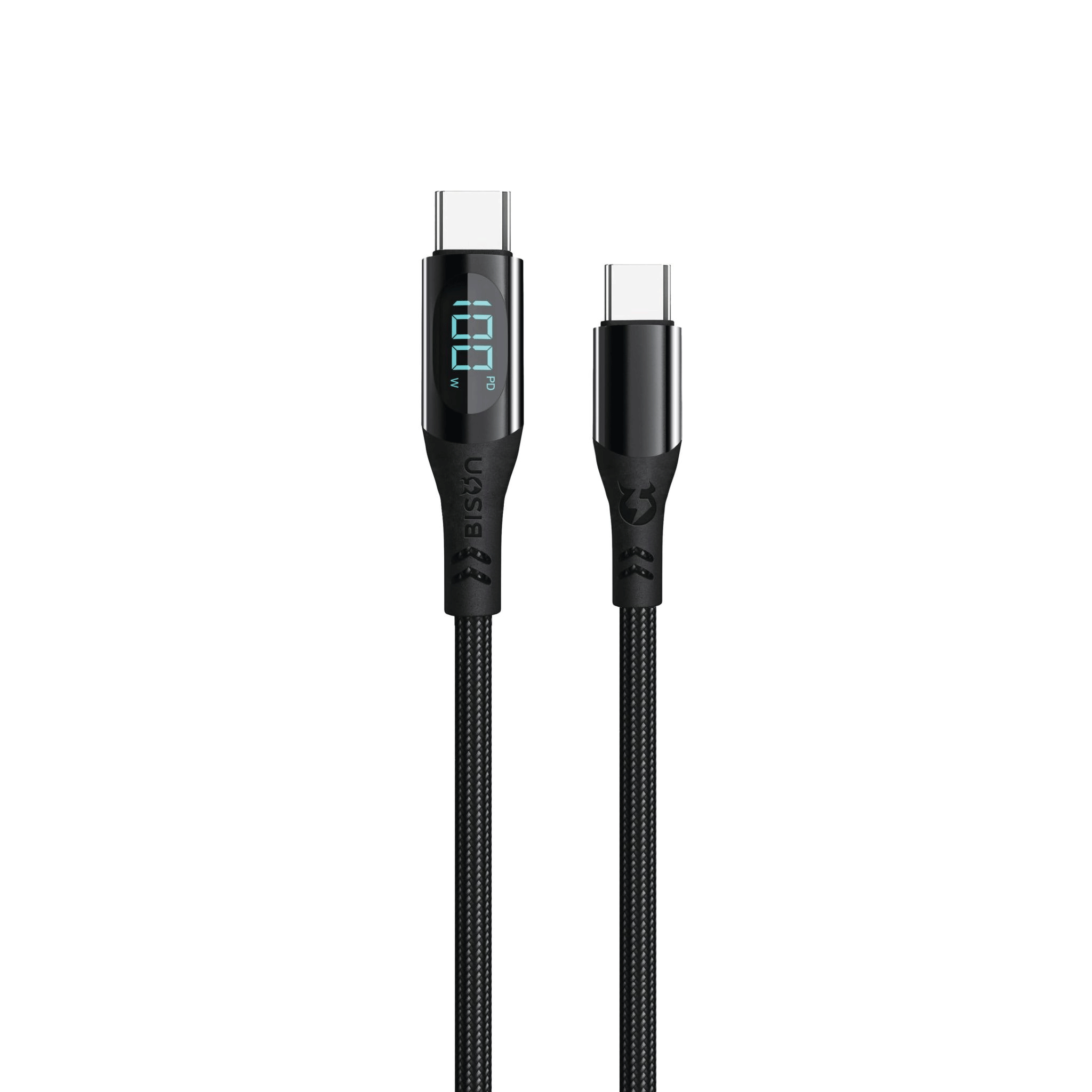 Cáp sạc nhanh Bison CB201 Black | C to C, 100W, 1.2m