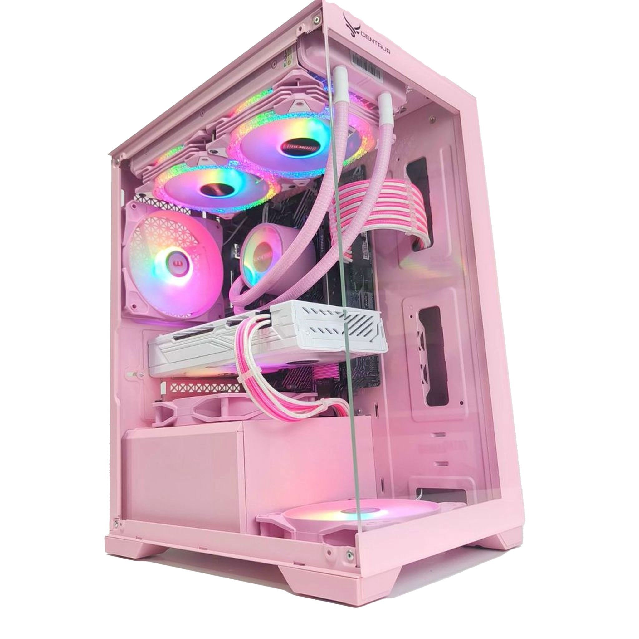Thùng máy Case Centaur Lumix - Hồng | Khung ghép vô cực, M-ATX, sẵn 3 fan RGB