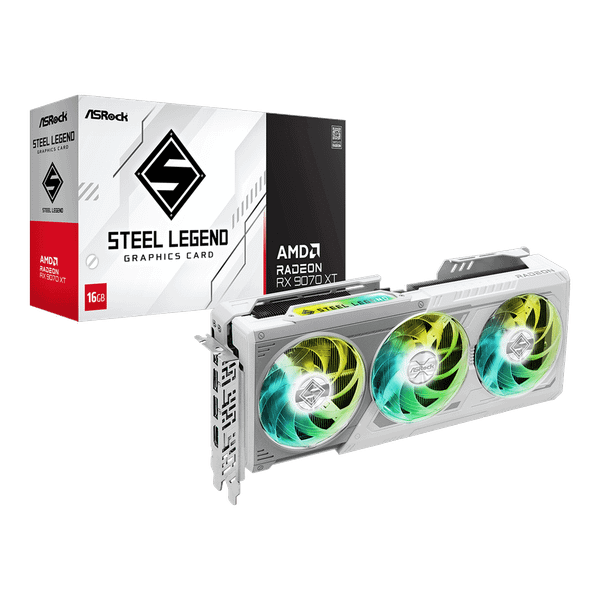  Card màn hình AMD Radeon RX 9070 XT ASRock Steel Legend | 16GB GDDR6, 4096 SP, 800W 