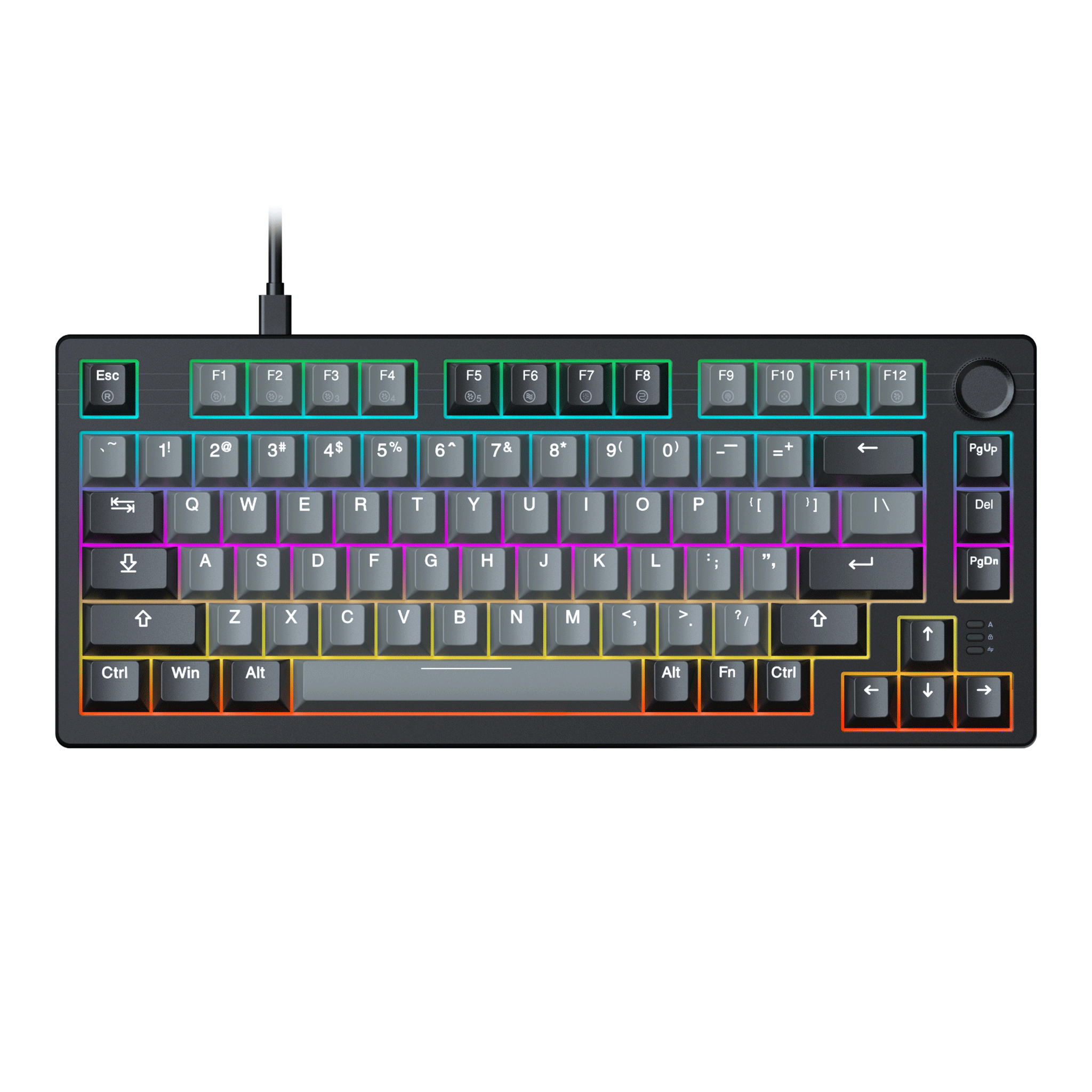 Bàn phím cơ Dare-U EK75 Grey Black | PBT, 2 Sides RGB Strip, Type-C, Dream (Linear) Switch