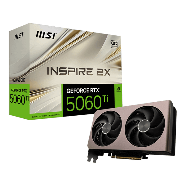  Card màn hình NVIDIA GeForce RTX 5060 Ti MSI INSPIRE 2X OC | 8GB GDDR7, 4608 CUDA, 550W 