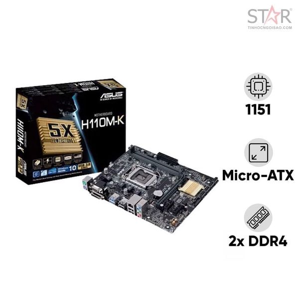  Mainboard ASUS H110M-K DDR4 | LGA 1151, mATX, 2 khe RAM 