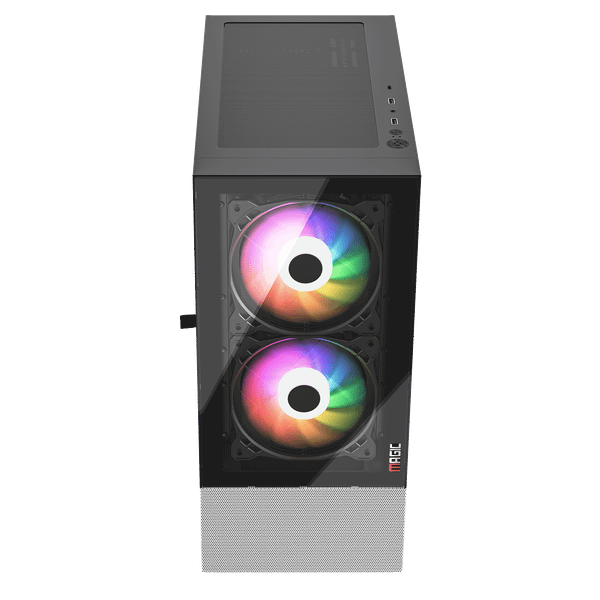  Thùng máy Magic GM-04 Black White Air - Đen trắng | Kèm sẵn 3 fan 