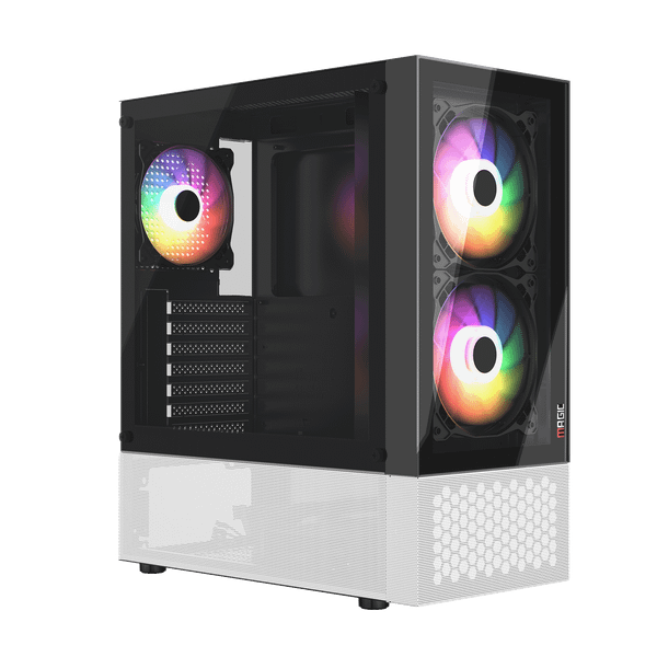  Thùng máy Magic GM-04 Black White Air - Đen trắng | Kèm sẵn 3 fan 