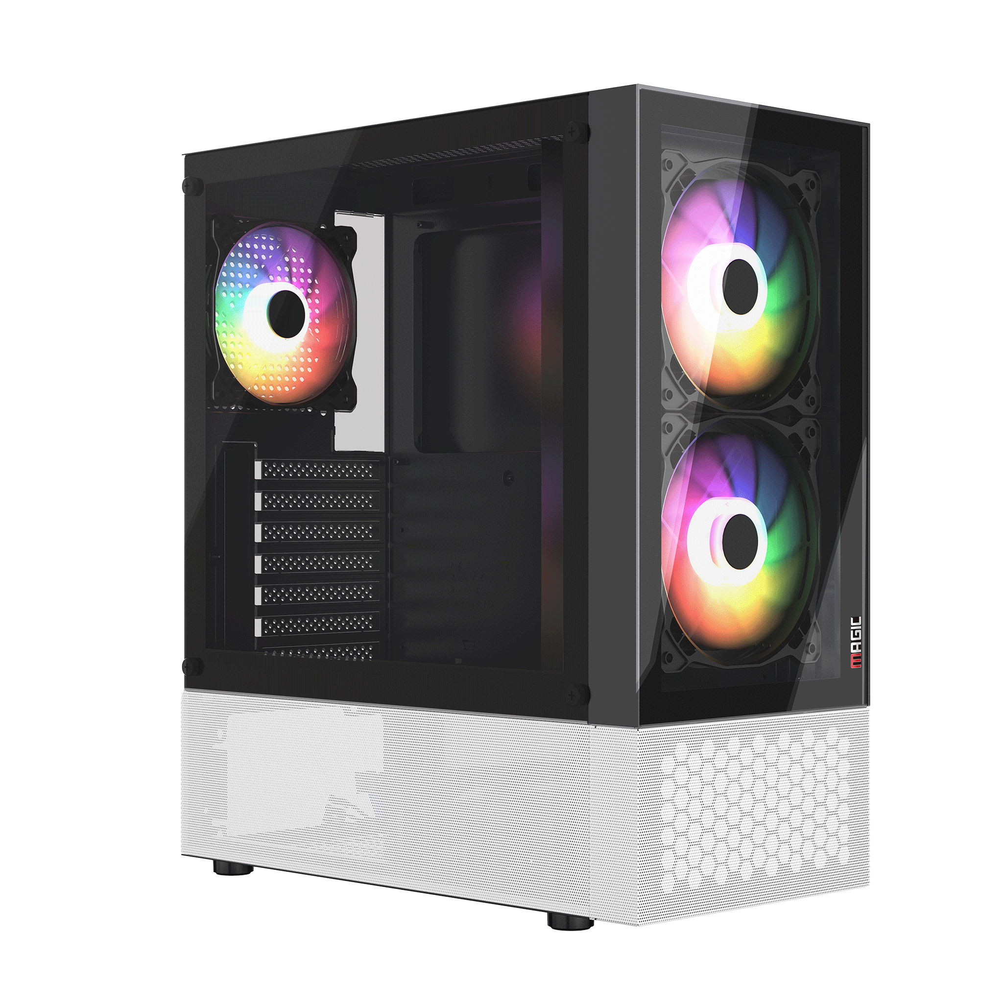 Thùng máy Magic GM-04 Black White Air - Đen trắng | Kèm sẵn 3 fan
