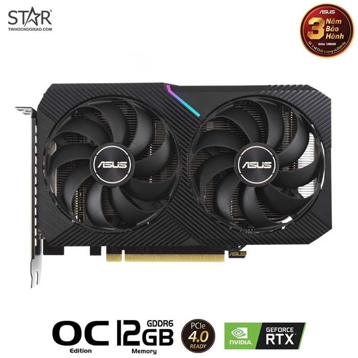 Card màn hình VGA ASUS RTX 3060 12GB GDDR6 Dual OC Edition V2 LHR (DUAL-RTX 3060-O12GB-V2)