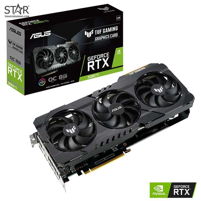 VGA Asus RTX 3060 Ti 8GB GDDR6 TUF Gaming OC V2 LHR (TUF-RTX 3060 Ti-O8GB-GAMING-V2)