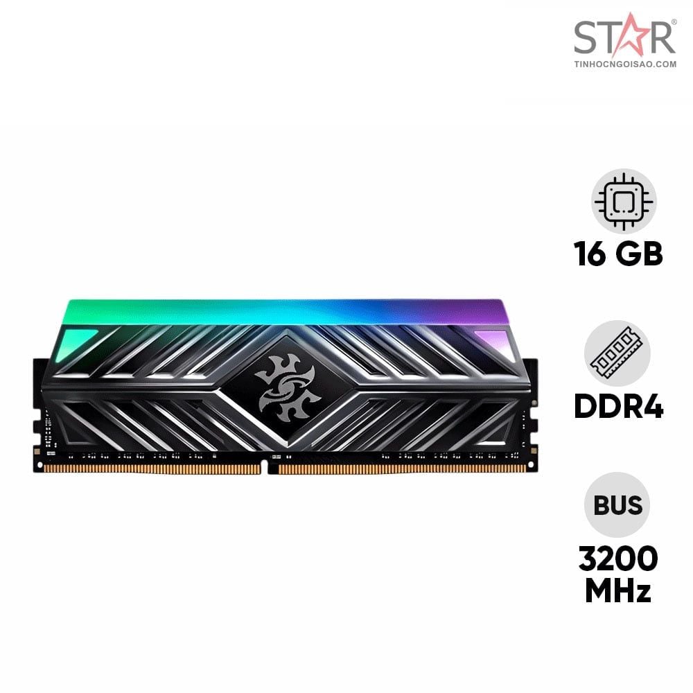 Ram DDR4 Adata 16GB 3200Mhz XPG Spectrix D41 RGB Grey (1x 16GB) (AX4U320016G16A-ST41)