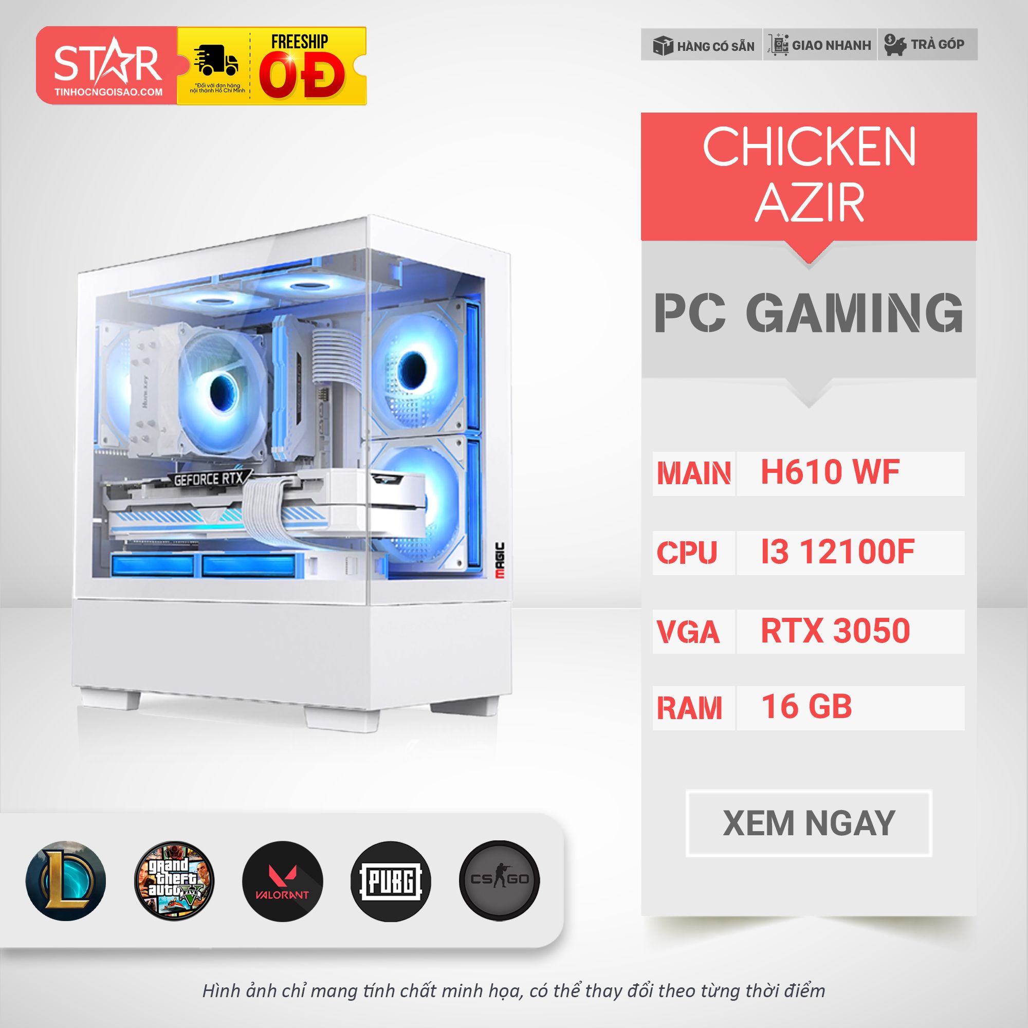 PC Gaming STAR CHICKEN AZIR | I3 12100F, RTX 3050