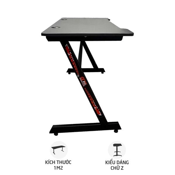 Bàn Gaming Z003 1m2 | Thép, Mặt bàn P1PB, Chân đen / Mặt đen 