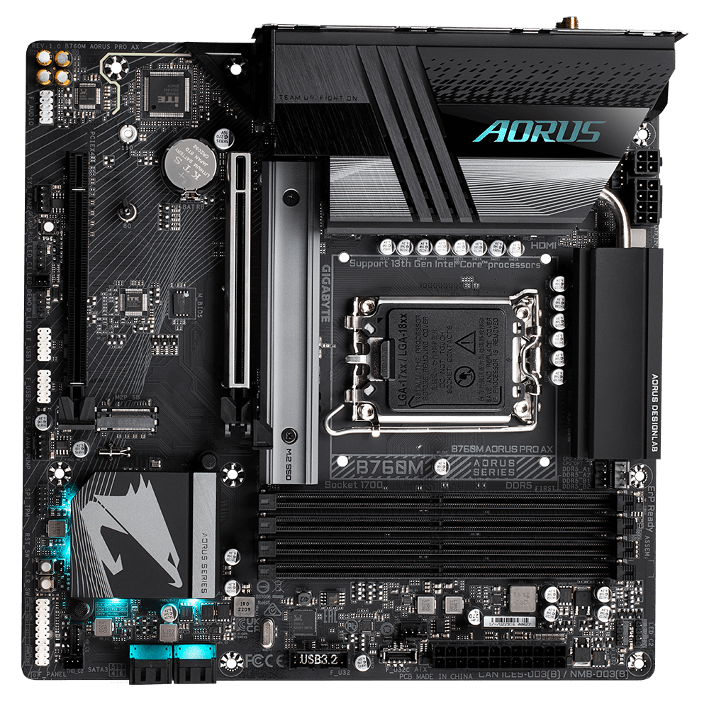 Mainboard Gigabyte B760M Aorus Pro AX (rev. 1.x) | Intel B760, Socket 1700, Micro ATX, 4 khe DDR5