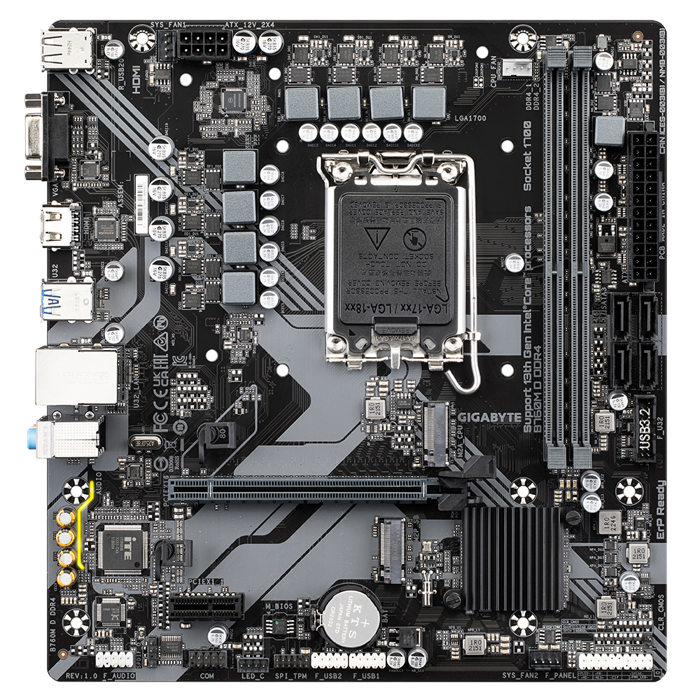 Mainboard Gigabyte B760M D DDR4 (rev. 1.0) | Intel B760, Socket 1700, Micro ATX, 2 khe DDR4